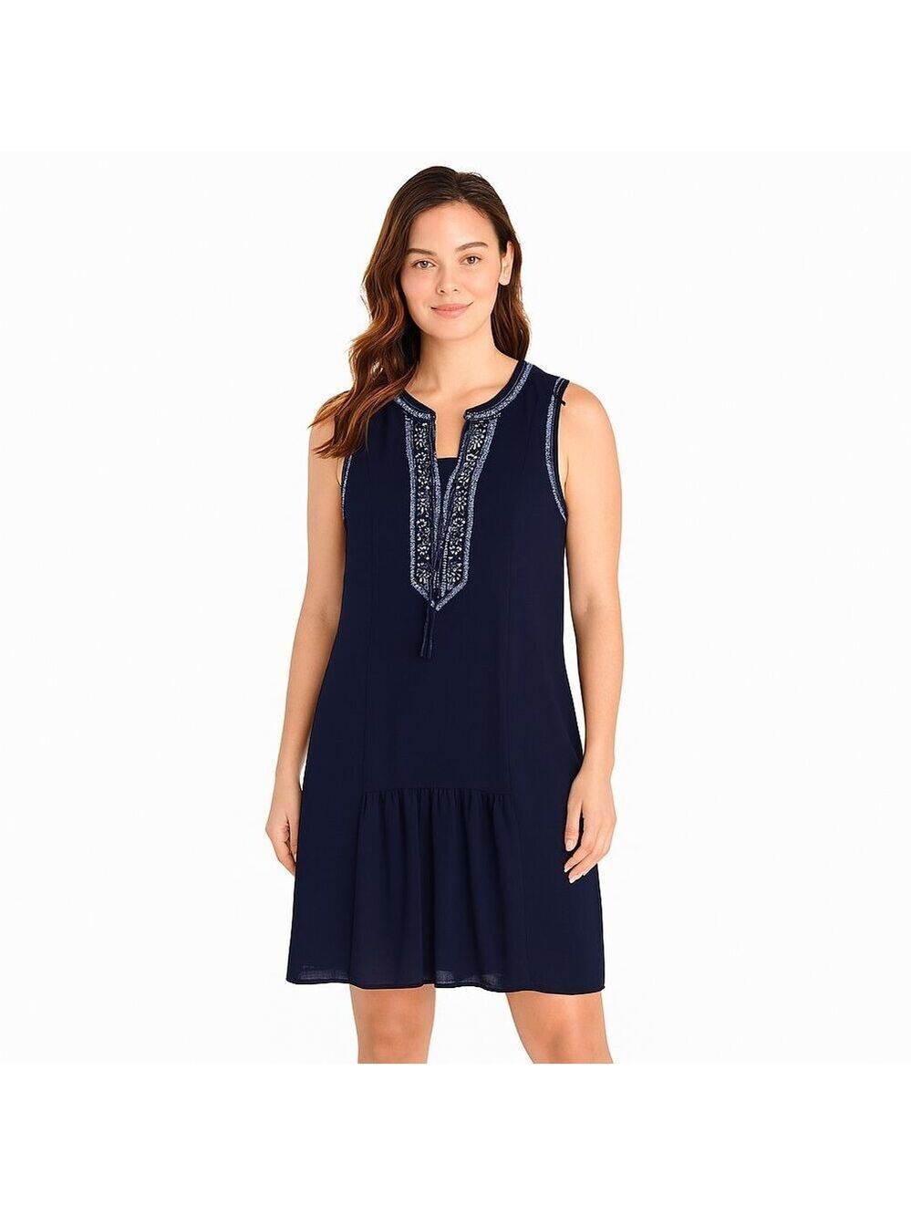 Fleur Bleue Embroidered Midi Dress 10 Sleeveless Boho Gardencore Feminine Chic